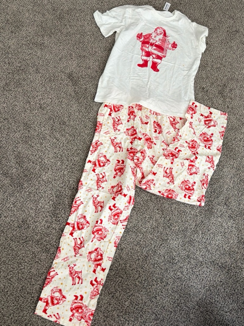 Men’s White and Red Santa Pajama Set - Holiday Sleepwear